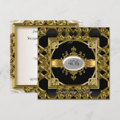 Black Gold verjaardagsfeestje uitnodiging Black Go (Voorkant / Achterkant)