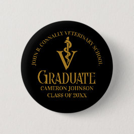 Black Gold Veterinaire School Afstudeerfeest Ronde Button 5,7 Cm