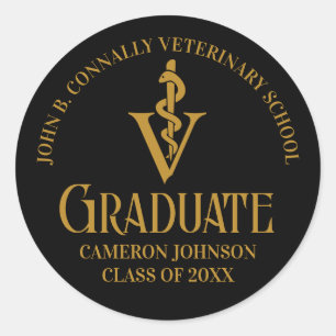 Black Gold Veterinaire School Afstudeerfeest Ronde Sticker