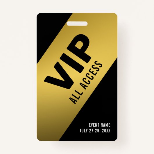 Black Gold VIP All Access Pass Event ID-logo Badge (Voorkant)