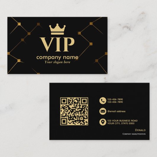 Black & Gold VIP-volledig  en professioneel Visitekaartje (Voorkant / Achterkant)