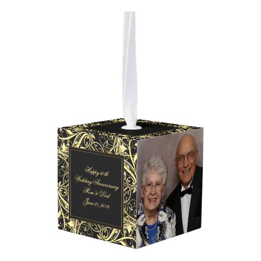 Black Gold Vlourish 50th Wedding Jubileum Decoratie (Achter hoekig)