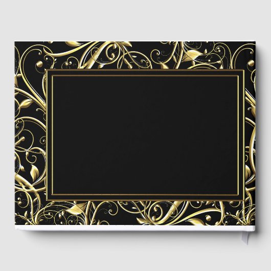 Black Gold Vlourish 50th Wedding Jubileum Gastenboek (Achterkant)