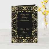 Black Gold Vlourish 50th Wedding Jubileum Kaart (Gele Bloem)