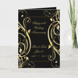Black Gold Vlourish 50th Wedding Jubileum Kaart