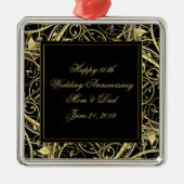 Black Gold Vlourish 50th Wedding Jubileum Metalen Ornament (Voorkant)