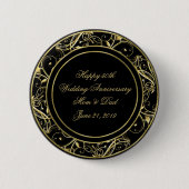 Black Gold Vlourish 50th Wedding Jubileum Ronde Button 5,7 Cm (Voorkant)