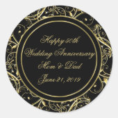 Black Gold Vlourish 50th Wedding Jubileum Ronde Sticker (Voorkant)