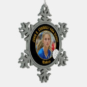 Black Gold Volleyball Player Photo High School Tin Sneeuwvlok Ornament (Links)