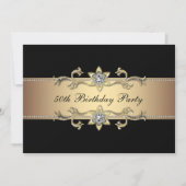 Black Gold Vrouwen 50ste verjaardag Uitnodiging (Voorkant)