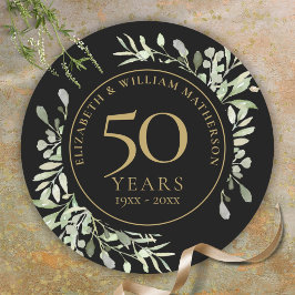 Black Gold Waterverf Greenery 50e Jubileum Ronde Sticker