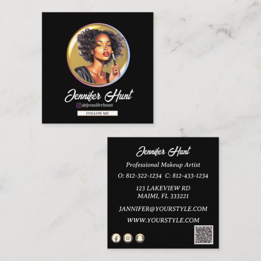 Black&Gold waterverf Instagram Visitekaartje (Voorkant / Achterkant)