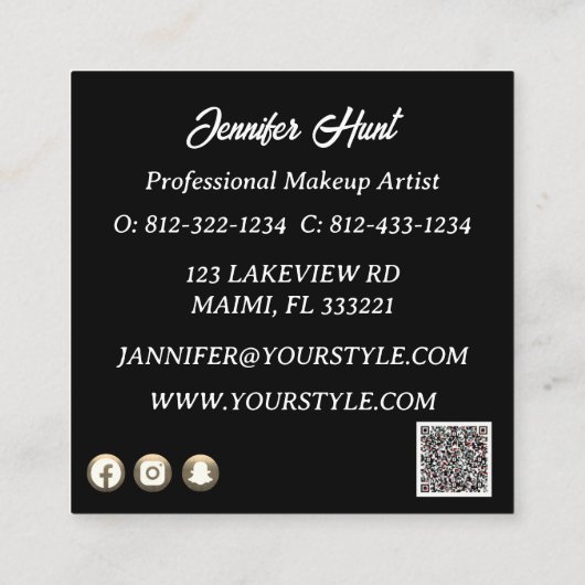 Black&Gold waterverf Instagram Visitekaartje (Achterkant)