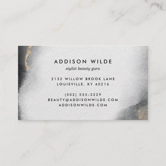 Black Gold Waterverf Moderne grafische kaart Abstr Visitekaartje (Achterkant)