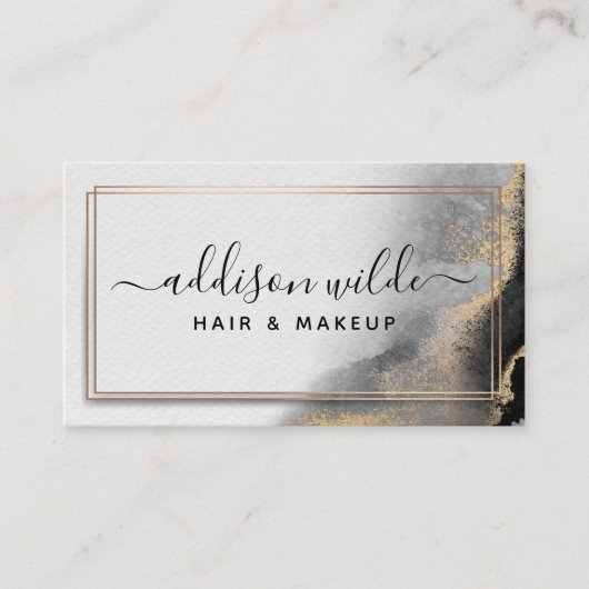 Black Gold Waterverf Moderne grafische kaart Abstr Visitekaartje (Voorkant)