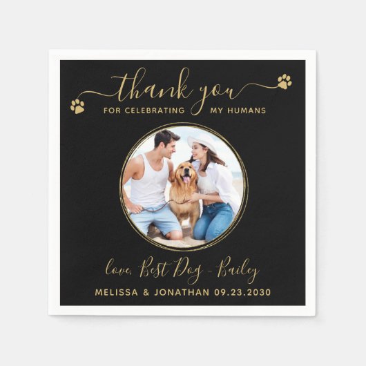 Black Gold Weddenschap Hartelijk dank Aangepaste f Servet (Voorkant)