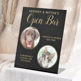 Black Gold Weddenschap Pet Dog Open Bar, aangepast Reclamebord Met Voetstuk