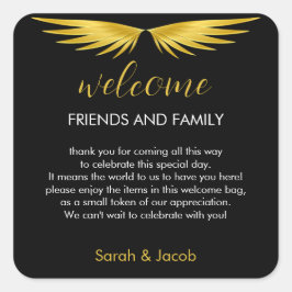 Black Gold Weddenschap Welkomstcadeau Vierkante Sticker