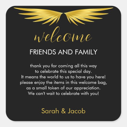 Black Gold Weddenschap Welkomstcadeau Vierkante Sticker (Voorkant)