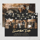 Black Gold Wedding 4 Foto Collage Save the Date (Voorkant / Achterkant)