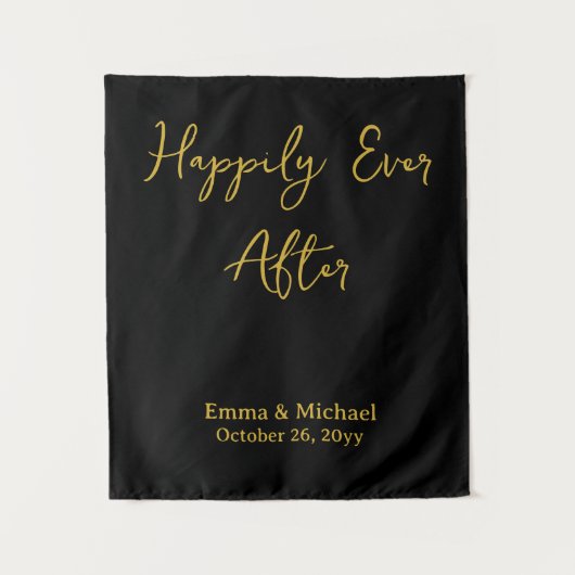 Black & Gold Wedding Banner Personalized Reception Wandkleed (Voorkant)