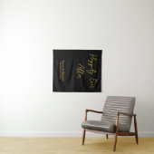 Black & Gold Wedding Banner Personalized Reception Wandkleed (In Situ (horizontaal))