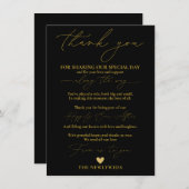 Black Gold Wedding Bedankt Plaats Instelling Menu (Voorkant / Achterkant)