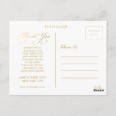 Black Gold Wedding Bedankt Script Foto Briefkaart (Achterkant)