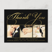 Black Gold Wedding Bedankt Script Foto Briefkaart (Voorkant)