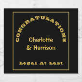 Black Gold Wedding Bier Etiket (Enkel label)