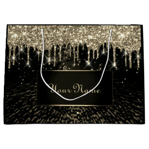 Black Gold Wedding Bridal naam VIP Glitter Drivers Groot Cadeauzakje