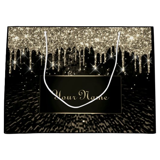 Black Gold Wedding Bridal naam VIP Glitter Drivers Groot Cadeauzakje (Voorkant)