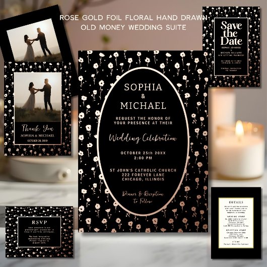 Black Gold Wedding Detail Sjabloon QR-code Kaart