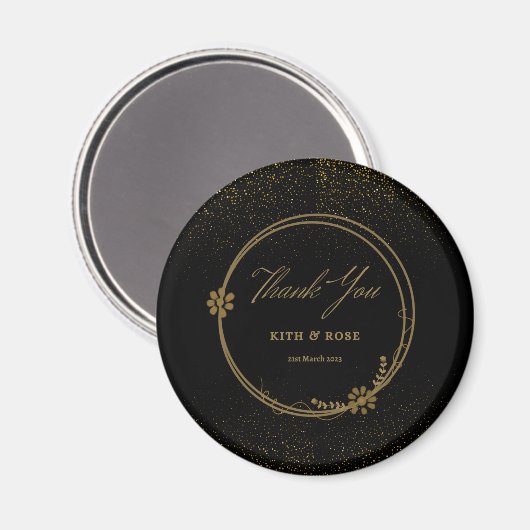 Black & Gold Wedding Favors Magnet (Voorkant / Achterkant)