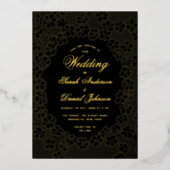 Black Gold Wedding Floral Lijst Elegant Script Folie Uitnodiging (Voorkant)