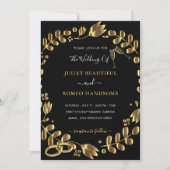 Black Gold Wedding Invitation Sjabloon (Voorkant)