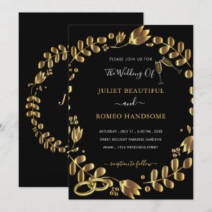 Black Gold Wedding Invitation Sjabloon