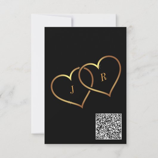 Black Gold Wedding Invitation Voorbeeld met QR-cod Kaart (Achterkant)