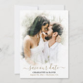 Black Gold Wedding Photo Save Our Date Kaart (Voorkant)
