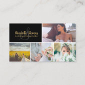 Black gold wedding photographer collage visitekaartje (Voorkant)