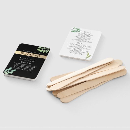 Black Gold Wedding Program Handwaaier (Niet-gemonteerd)