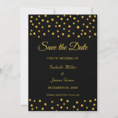 Black Gold Wedding Save the Date Invitation Kaart (Voorkant)