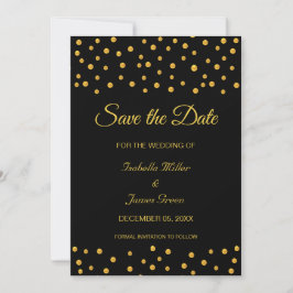 Black Gold Wedding Save the Date Invitation Kaart