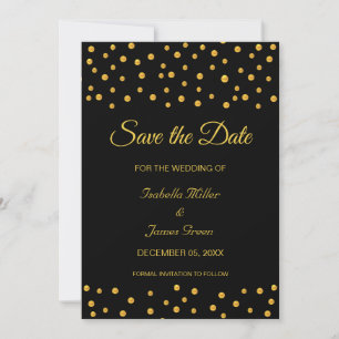 Black Gold Wedding Save the Date Invitation Kaart