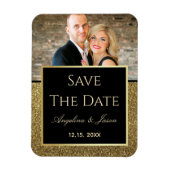Black Gold Wedding Save the Date Invitation Magneet (Verticaal)