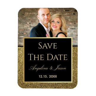 Black Gold Wedding Save the Date Invitation Magneet