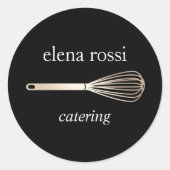 Black & Gold Whisk-Logo | Chef Caterer Baker Ronde Sticker (Voorkant)