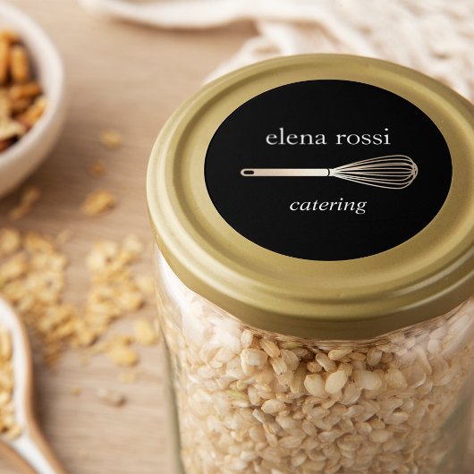 Black & Gold Whisk-Logo | Chef Caterer Baker Ronde Sticker