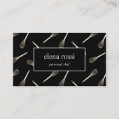 Black & Gold Whisk Pattern | Chef Catering Bakery Visitekaartje (Voorkant)