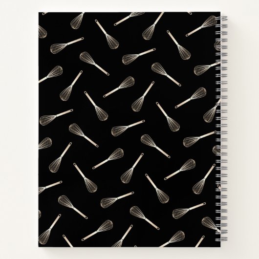 Black & Gold Whisk Pattern | Kaas cateringreceptie Notitieboek (Achterkant)